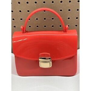 Top Handle Jelly Red Hand Bag Mini Gold Tone Hardware